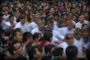 running toward the girls